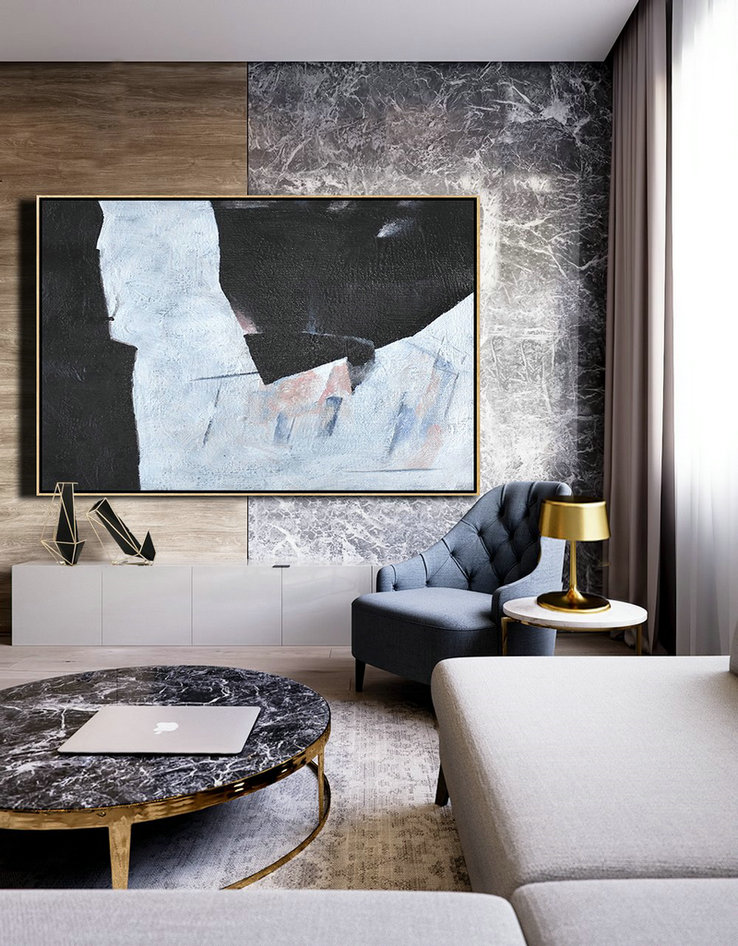 Original Extra Large Wall Art,Hand-Painted Oversized Horizontal Minimal Art On Canvas,Abstract Painting For Home